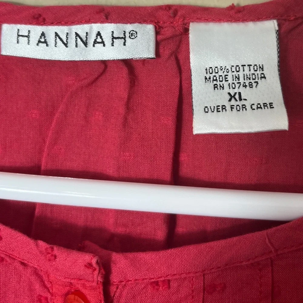 Hannah Pink Swiss Dot Sleeveless Blouse XL Cotton Pintuck Cottagecore Boho Top - Picture 3 of 8